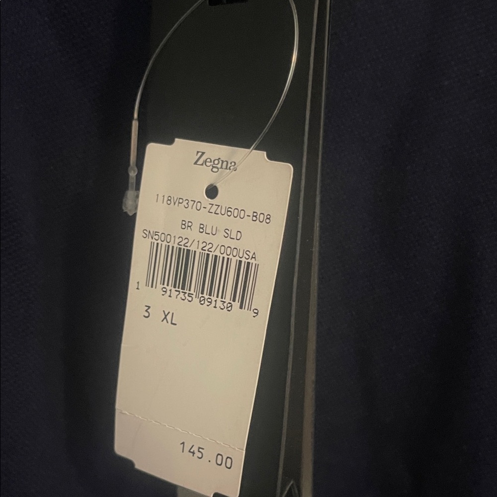Z Zegna Navy Polo with White Stripe Trim - Picture 2 of 3